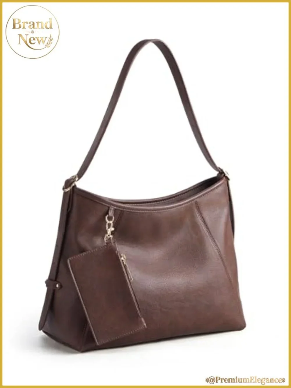 Vegan Leather Hobo Bag with Multi-Pockets, Crossbody Shoulder Tote Purse